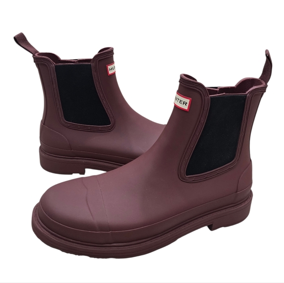 NEW Hunter Commando Chelsea Boot Rain Boots In Muted Berry - Picture 5 of 10